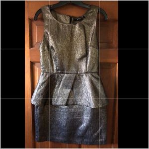 METALLIC PEPLUM COCKTAIL DRESS